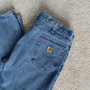 Carhartt Men's 38x32 Traditional Fit Work Jeans 100% Cotton Blue Denim